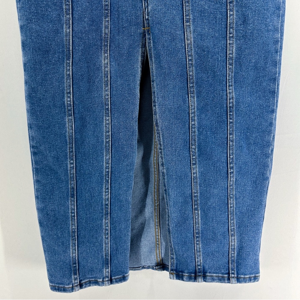 House of Harlow x Nicole Richie Denim Midi Skirt Front Slit Size 6 - Picture 4 of 6